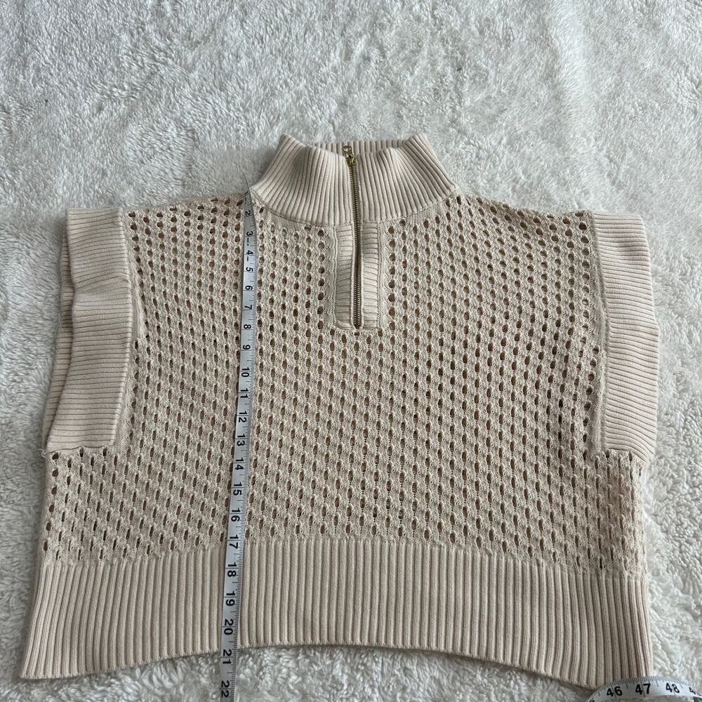 Varley Womens Half Zip Knit Cream Sz L Cotton Preppy Old Money Rich Country Club - Picture 4 of 7